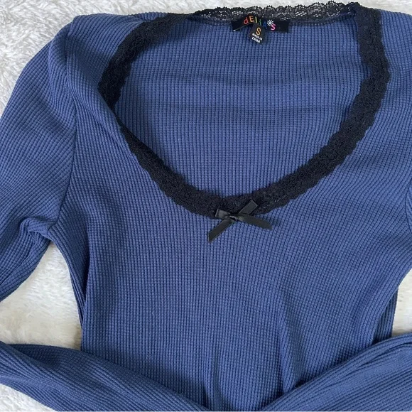 Delias blue thermal long sleeve shirt - Picture 1 of 5